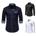 thumbnail image 1 of Spring/Summer 2024 New British Retro Slim-Fit Assorted Colors European Size Casual Men's Long-Sleeved Shirt, 1 of 3