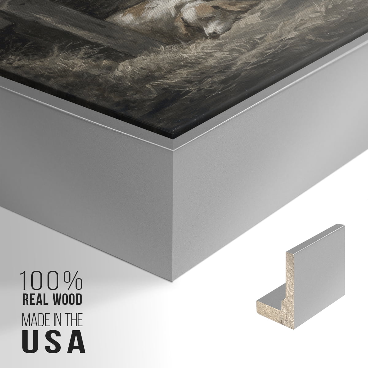 Vintage Animal Print-XLII By Wexford Home Framed in Silver Wood Gallery Wrapped Canvas 17 in. x 25 in.