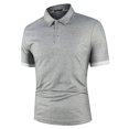 thumbnail image 1 of Hombres Polo Hombres Camisa de manga corta Polo Contraste Color Polo Nueva ropa Verano Streetwear Casual Moda Hombres Topslight gris blancoAsia L 60-70 KG, 1 of 3