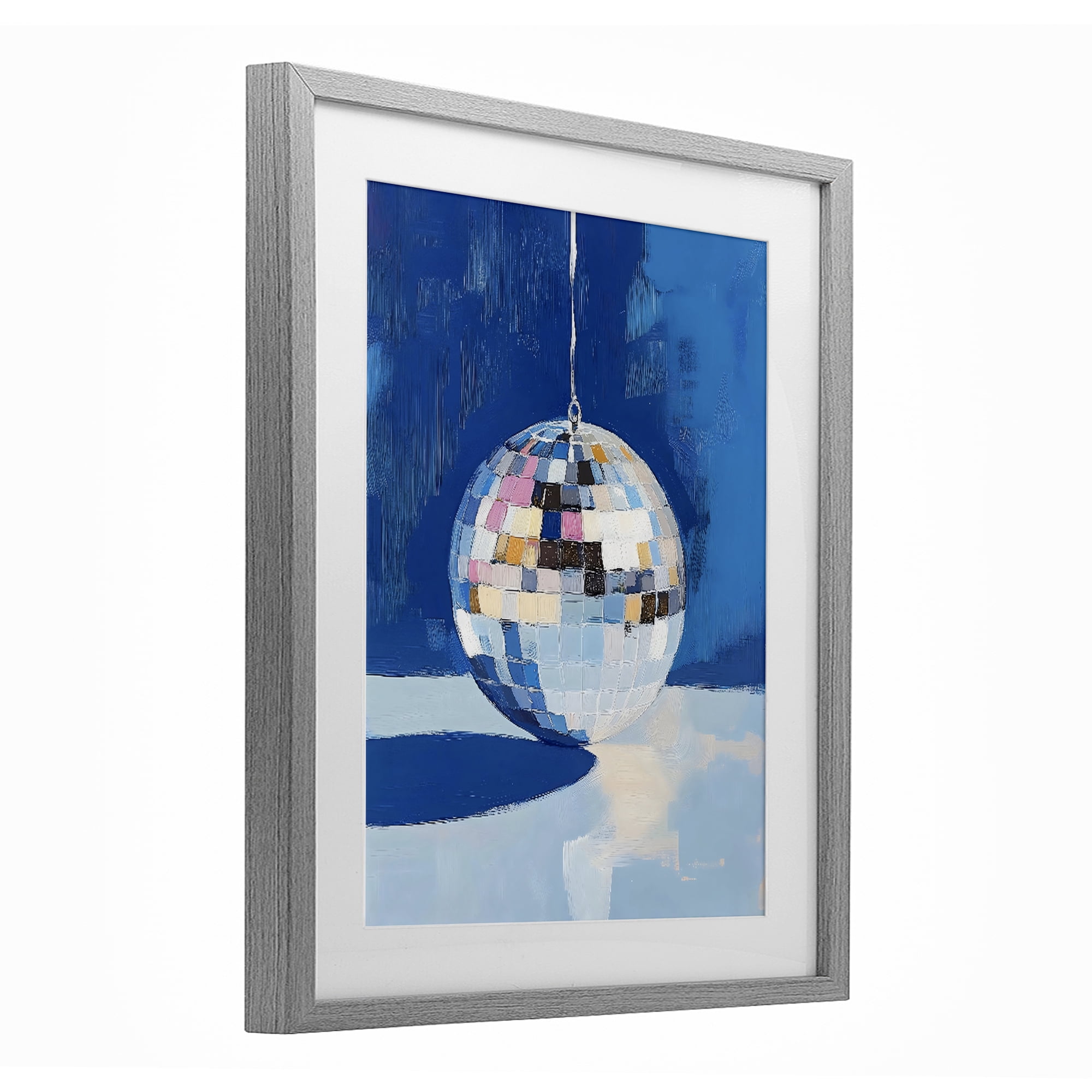 Stupell Industries Silver Dance Disco Ball Gray Framed Print Under Glass, design by The Prints Vibe