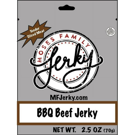 Moses Family Jerky, BBQ Beef Jerky, 2.5 Ounce, Tender Sliced Meat