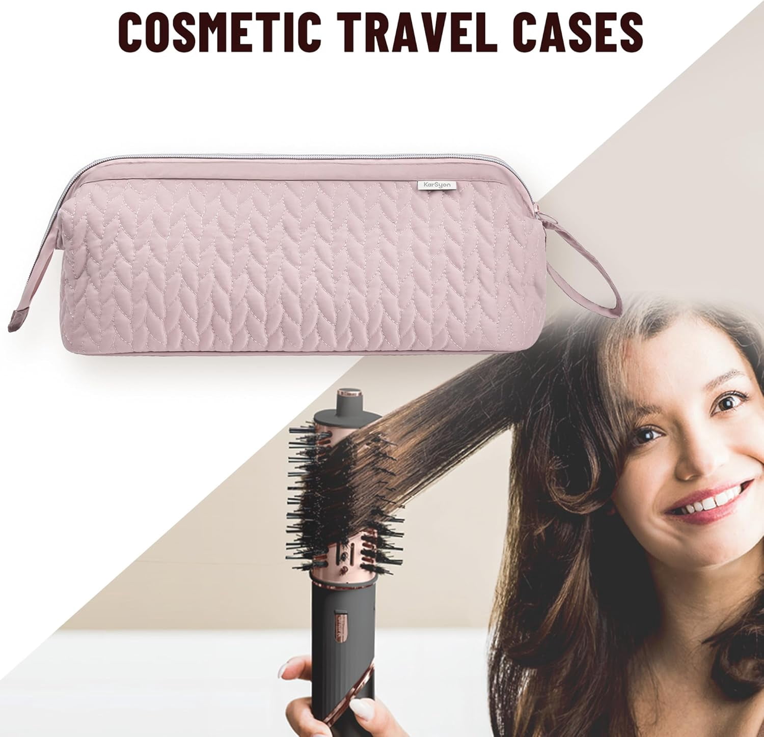 Aorsher Hair Dryer Travel Storage Bag Compatible with Shark Flex Style, Portable Organizer Bag for Styling Tools for Hair Dryer Brush, Flat Iron & Curling Iron Accessories, Pink