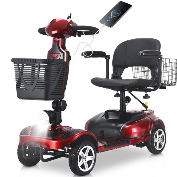 Heavy Duty Mobility Scooters for Seniors and Adults. 350W All Terrain Fast Wheelchair with Two Baskets. 350-400 lbs Laod Capacity .with 20A Long Range Power Battery.