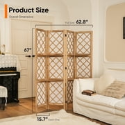 Jostyle 4 Panel Room Divider Privacy Screen with Storage Shelves Foldable with Natural Paulownia Wood Frame Diamond Pattern Non-Woven Fabric for Living Room, Bedroom, Office Espresso & White