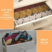 KABB 2 Pack Sock Organizer Underwear Organizer, 40 Cell Sock Drawer Organizer Fabric Foldable Cabinet Closet Organizers and Storage Boxes, Underwear, Tie, Belt, Baby Clothes(16+24 Cell, Gray)