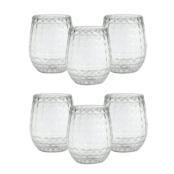 Fun Express 3 3/4" Bulk 48 PiecesTriangular Patterned Reusable Plastic Stemless Wine Glasses
