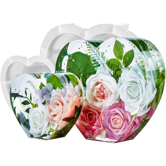 2pcs 10 inch Large Heart Shape Resin Molds, Silicone Molds for Flower Preservation, Deep Epoxy Resin Molds for Resin Art Casting, DIY Wedding, Valentine, Anniversary, Home Decor Gift