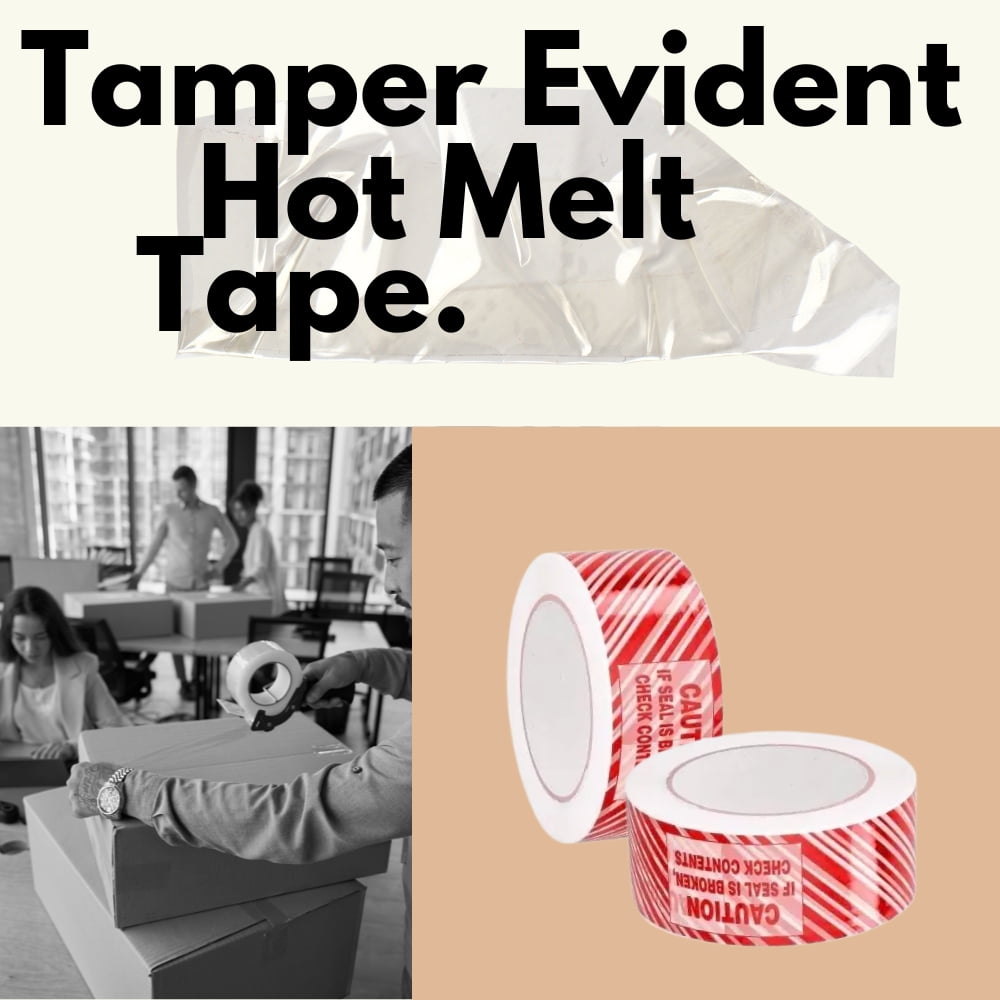 MMBM White/Red Security Tape Caution Printed, 2" x 110 Yards, 1.9 Mil, Tamper-Evident Seal, 36 Rolls