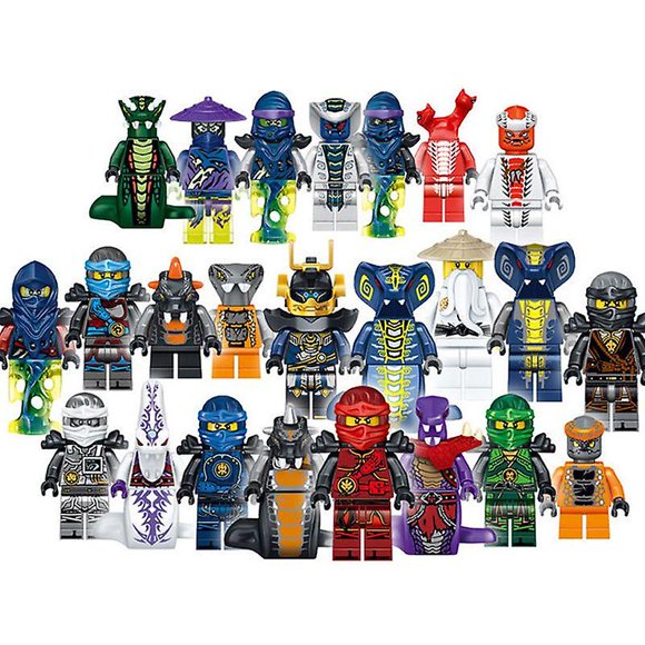 24 Pcs / Lot Figurine Mini en Plastique Ninjago Jouet Petites Particules Ninja Serpents Fantômes Pirates Assemblage