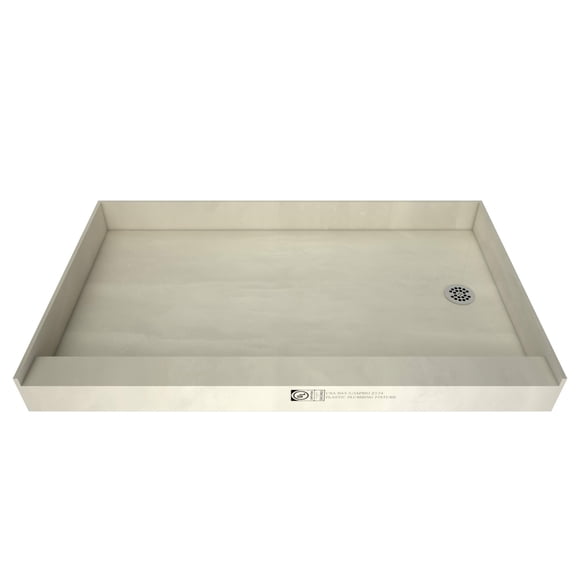 Tile Redi USA3760R-PVC Base Shower Pan, 60" W x 37" D, Polished Chrome