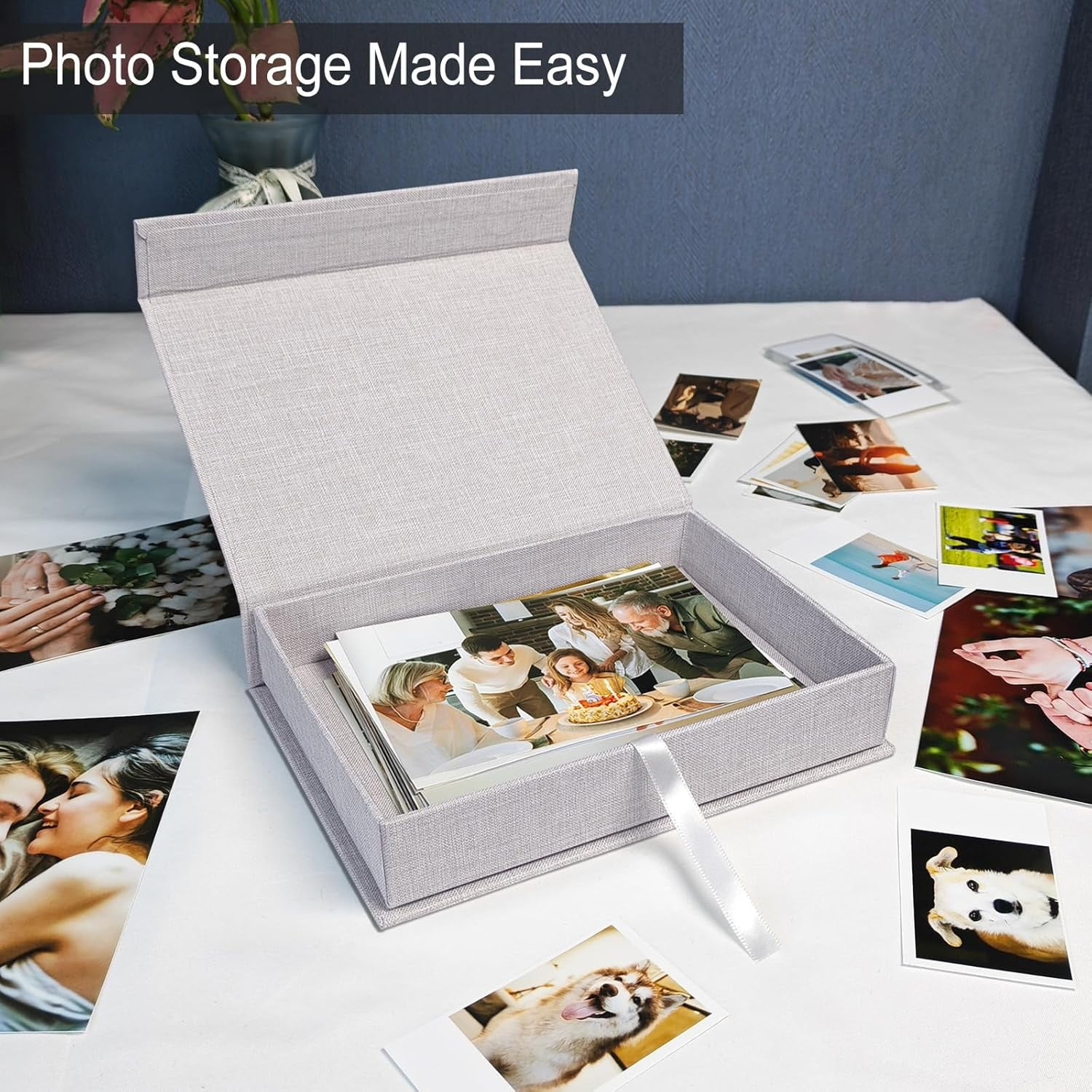 Lanola 8x10 Archival Photo Storage Box with Lid – Stackable Memory Keepsake Organizer for Photos, Certificates, Jewelry & Scrapbooking Supplies Grass Green