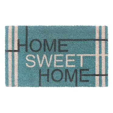 RugSmith Multi Machine Tufted Home Sweet Home Teal Doormat, 18"x30"