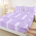 thumbnail image 3 of Manfei Modern Geometric Full Size Sheets,Stripe Lines Pattern Bed Sheets,Purple Striped Aesthetic Sheet Sets For Girl Boys,Super Cozy Room Decor,4 Pieces, 3 of 7