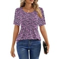 thumbnail image 4 of Fantaslook Blouses for Women Pleated Short Sleeve Tunic Tops Dressy Casual Summer Shirts, 4 of 9