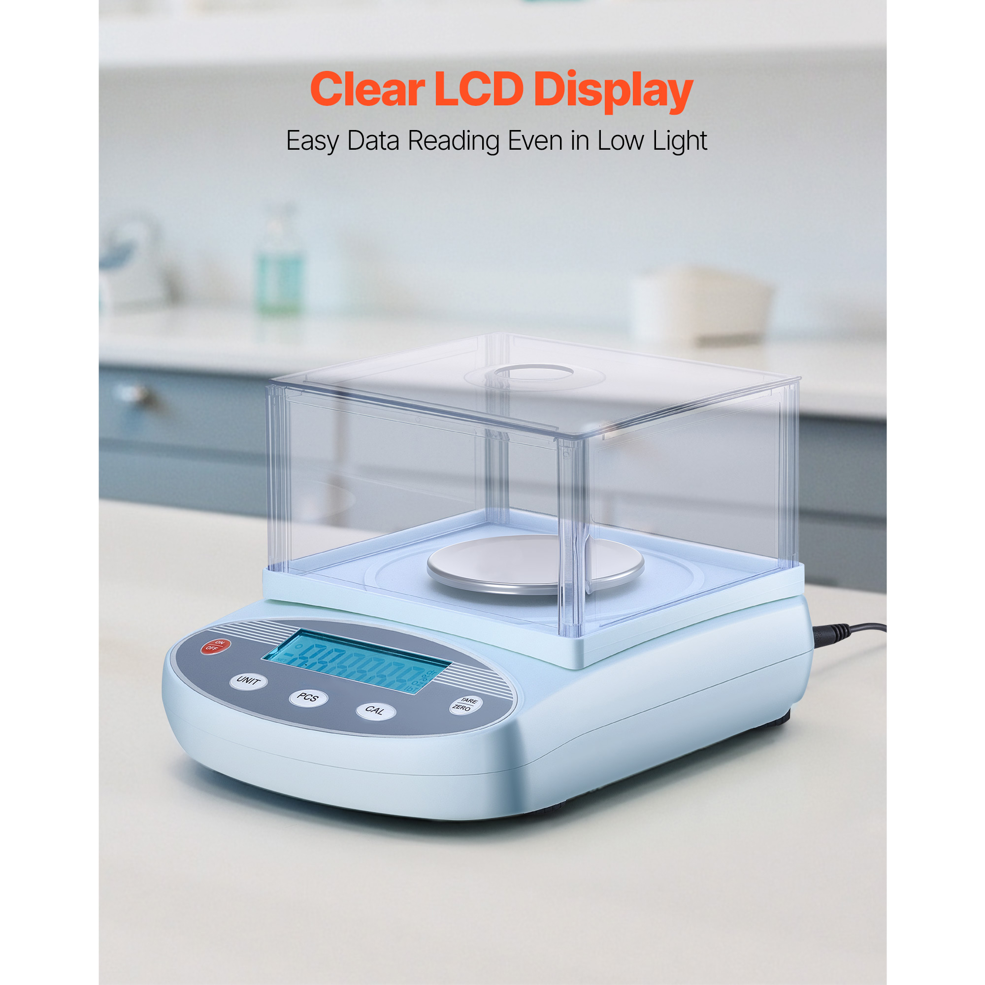 KFFKFF Analytical Balance, 200 g x 0.001 g, Precision Lab Scale with 13 Measurement Units, Digital Electronic Scale with Glass Draft Shield and Weighing Pan, Suitable for Laboratory, Jewelry