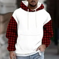 thumbnail image 2 of Lorytime Men's Hoodies Oversized Plaid Fleece Streetwear Sweatshirt Long Sleeve Drawstring Pullover with Pocket Tops Red L, 2 of 5
