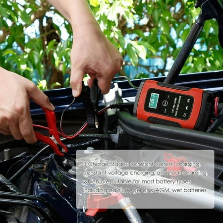 12V 6A Full Automatic Car Battery Intelligent Fast Power Charging Pulse Dry Acid Battery-chargers Car Jump Starter Emergency Starting Power with Digital LCD Display - image 7 of 7