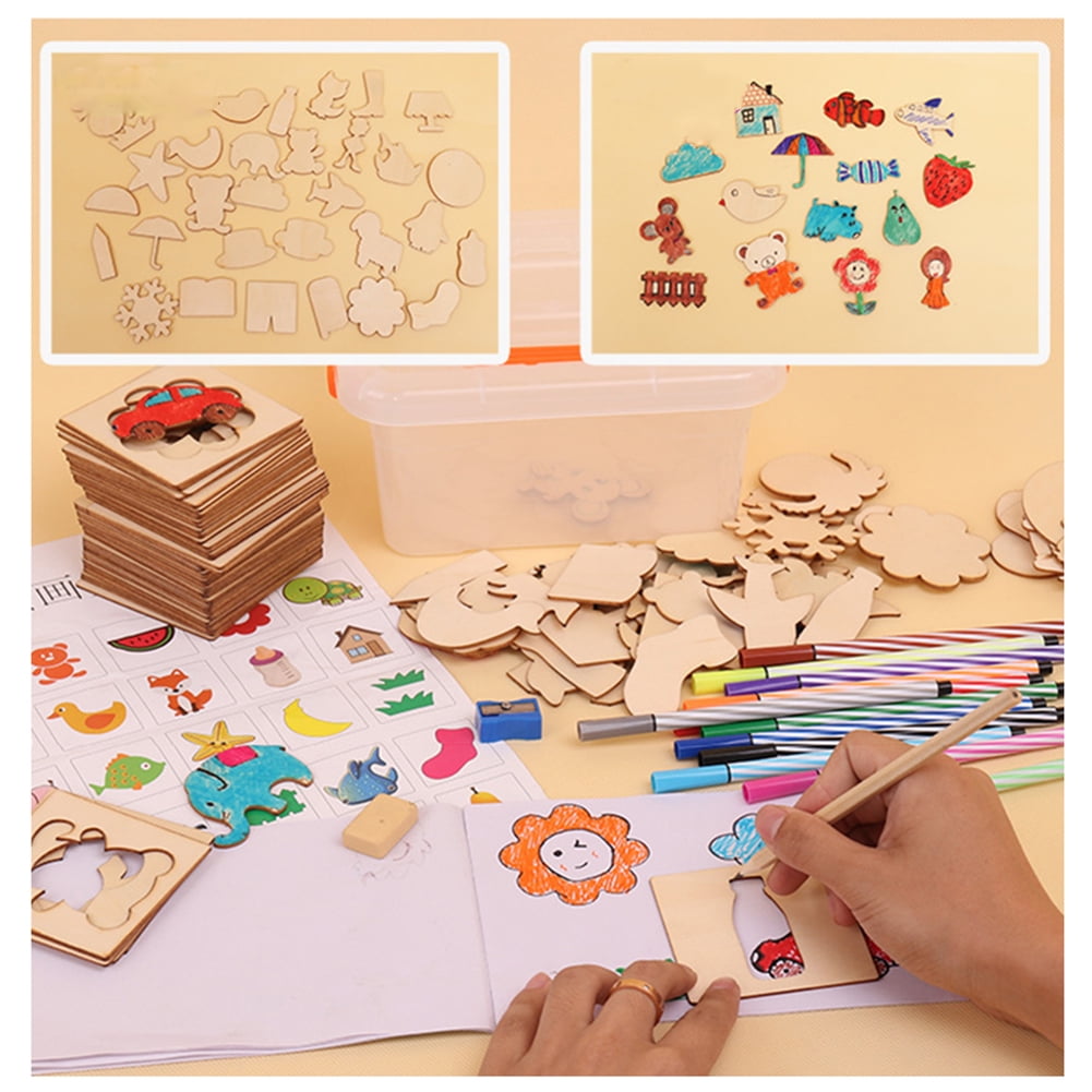 HD_ Kids Drawing Template Boards Wooden Graffiti Interactive Educational Toys Ea 