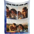 thumbnail image 3 of Custom Blanket with Photos and Text Customized Blanket Personalized Flannel Throw Blankets for Adult Kid Birthday Christmas Halloween Mothers Fathers Valentines Day Gift. (5 Photos, 48X32inch), 3 of 6