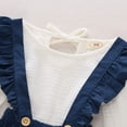 thumbnail image 3 of Sinhoon Toddler Baby Girl Dress Linen Suspender Skirt Set Long Sleeve Shirts Ruffled Dress Clothes, 3 of 14