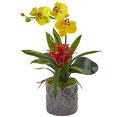 thumbnail image 1 of Nearly Natural 1 Mini Phalaenopsis Orchid Silk Arrangement, Yellow, 1 of 2
