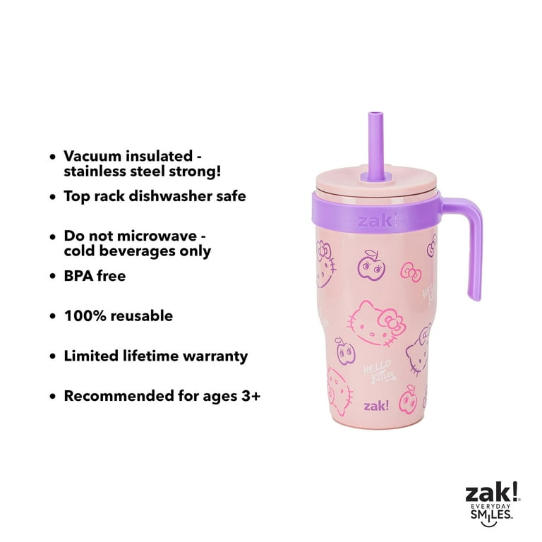 3 pack) Zak Designs 18oz Hello Kitty Kids Straw Handle Tumbler