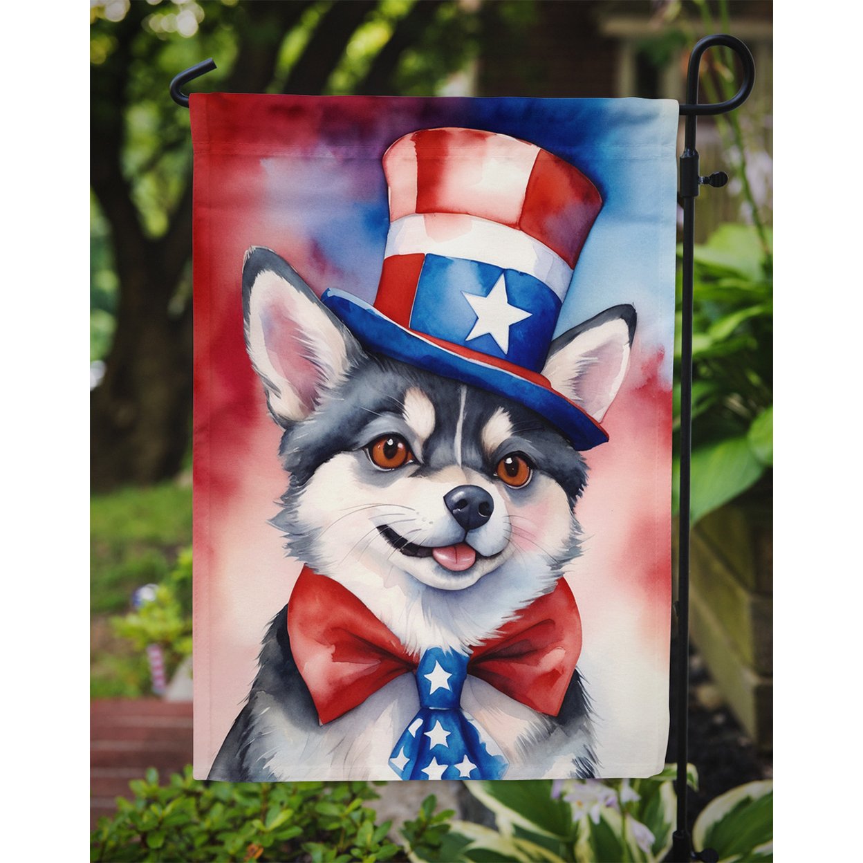 Alaskan Klee Kai Patriotic Garden Flag 11.25 in x 15.5 in