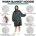 thumbnail image 5 of Wearable Oversized Blanket,Colorful Controllers Games Icons Black Pattern Wearable Blanket Hoodie for Adults,Cozy Hooded Blankets with Super Pockets,Super Warm Fuzzy Pullover for Women & Men, 5 of 6