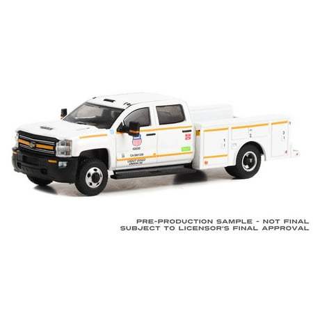 Greenlight Collectibles 1/64 2018 Chevrolet Silverado 3500 Service Bed Pickup Truck Union Pacific Maintenance Dually Drivers 11 46110-C