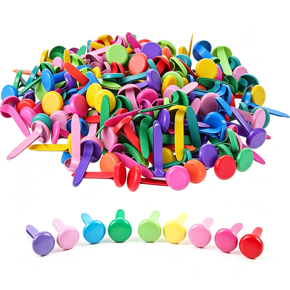 CCOCC 100 Pcs Mini Metal Brads for Paper Crafts, 8mm x 18mm Multicolor Split Pins, Rust-Proof Iron Paper Fasteners for Scrapbooking, Card Making, DIY Projects and Office Organization