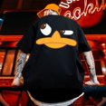 thumbnail image 3 of Camiseta holgada de algodón de manga corta para hombre, ropa de calle Harajuku con estampado de dibujos animados, Hip Hop, talla grande 5XL, 3 of 5
