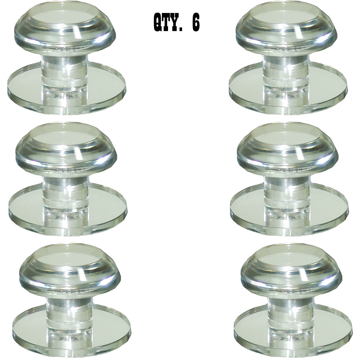 Clear Acrylic StickOn Beveled Face Mirror Round Knobs Pack of 6