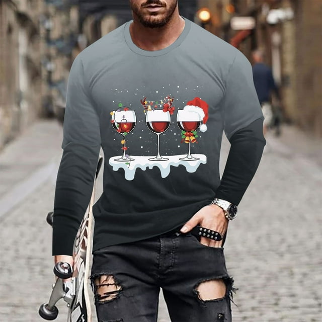 Blusas y camisas de manga larga y cuello redondo para hombre, camisetas casuales con estampado de moda y cuello redondo, blusas de licra de manga corta para hombre.