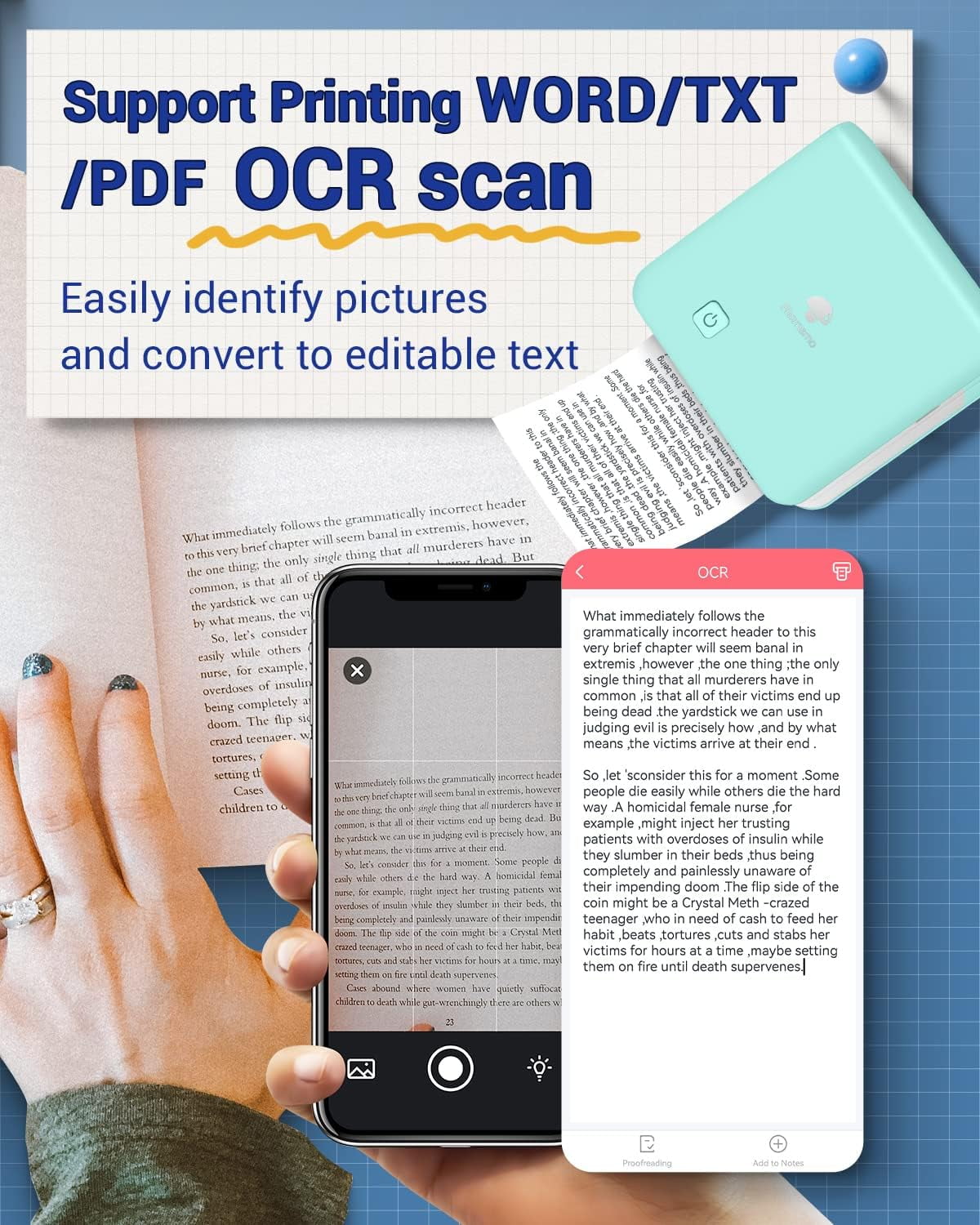 Phomemo M02 Pro Portable Bluetooth Thermal Sticker Printer for Photo Printing, Study Notes, DIY Cards, and Creative Projects(Green)