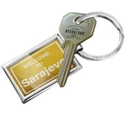 NEONBLOND Keychain Yellow Road Sign Welcome To Sarajevo