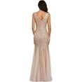 thumbnail image 2 of Sleeveless Double V-Neck Long Mermaid Sequin Formal Evening Dresses, 2 of 6