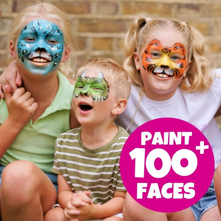  Face Painting Kit for Kids Halloween Face Paint Kits 18 Colors,  28 Stencils, Split Cake, 2 Hair Chalks 6 Brushes 2 Glitter 4 Sponges Body  Paints Set Make Up Palette Skin Safe