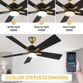 thumbnail image 2 of DWVO 52 Inch 5-Blade Downrod Mount Smart Ceiling Fan With Light and Remote Control & APP Control - Black/Gold, 2 of 8