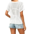 thumbnail image 5 of UDAUDU Sheer Beach Cover Ups for Women Crochet See Through Crop Tops Knit Tops Crochet Spring Summer Hollow Out Tee White M, 5 of 8