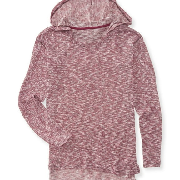 Aeropostale Womens Marled Knit Hooded Sweater, Red, Juniors, X-Small