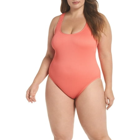 Womens Plus Ribbed One-Piece Swimsuit 1X