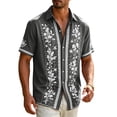 thumbnail image 4 of OIOLOYJM Western Shirts for Men Short Sleeve Embroidered Floral Cowboy Shirts Casual Work Button Down Regular Fit Blouses Dark Gray M, 4 of 4