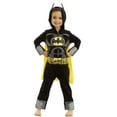 thumbnail image 2 of DC Comics Justice League Batman Infant Baby Boys Zip Up Cosplay Costume Coverall and Cape Newborn to Little Kid, 2 of 5
