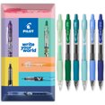 thumbnail image 1 of Pilot Stylos à Bille Roulante à Encre Gel Rétractables G-2 - Pointe de 0,7 mm - Portefeuille de 6 - Tons Bleu Vert, 1 of 5