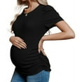 thumbnail image 3 of Short Sleeve Women's Maternity Shirt Casual Puff Sleeve Knit Tops, 3 of 6