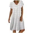 thumbnail image 4 of WILLBEST Robes pour Femmes Robe Décontractée Tendance Manches Courtes Col en V à Pois Imprimé Cœur Été pour Usage Quotidien, 4 of 4