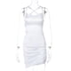 thumbnail image 1 of Sexy Solid Front Slit Strap Satin DressWhiteS, 1 of 4
