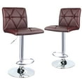thumbnail image 2 of Leopard Square Back Diagonal Line Adjustable Spin Counter Bar Stool,Set of 2,Brown, 2 of 6