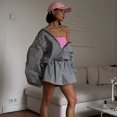 thumbnail image 6 of Women's Oversized Jacket and Mini Skirt Set, Drawstring Streetwear Two Piece Outfit, 6 of 8