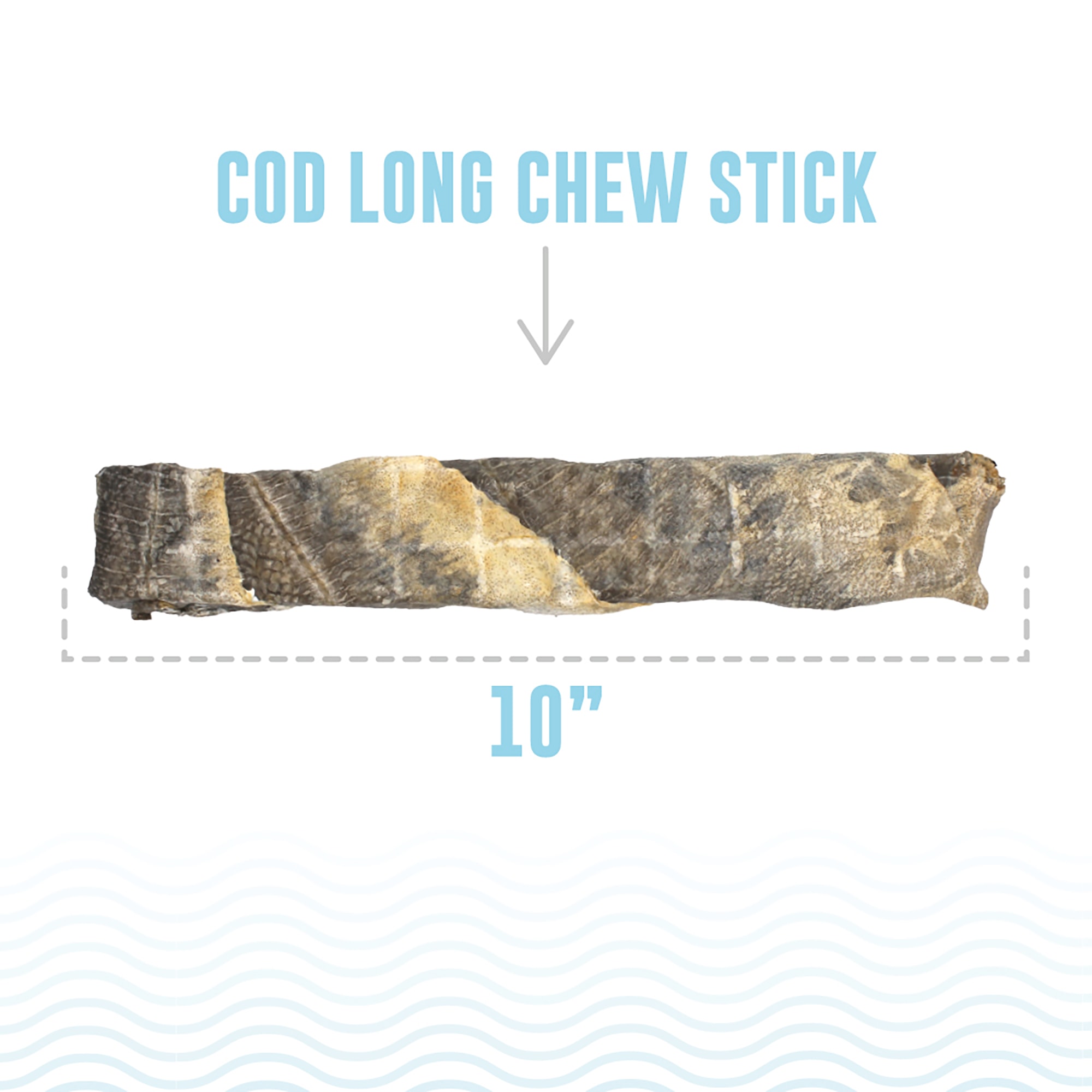 Icelandic+ Cod Skin Long Chew Sticks 10" - 12 Pack Bag - Dog Treats, Hand Wrapped Long-lasting Chews, Air-Dried Single Ingredient, No Preservatives